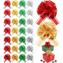 30 Pcs Large Christmas Pull Bows for Gift Wrapping 6 Inch Waterproof Ribbon Bow for for Valentine Xmas Wrapping Boxes Gift Decorations(Mixed Color)