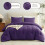 King Size Purple Comforter Set 3pcs Breathable Quilted Down 2