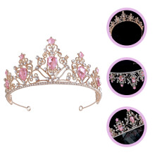Tiara de Coroa de Princesa com Strass Rosa