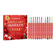 2025 New Nail Art Markers for Gel Nails 12 Colors Nail Art Pens Set for Christmas,Quick-Dry Nail Markers Dotting Tools for Home & Salon