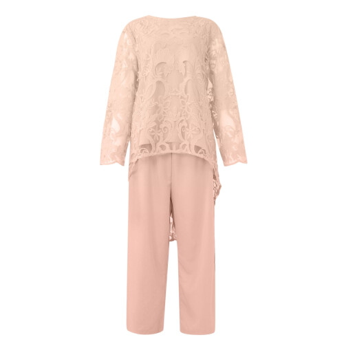 Σετ παντελονιών plus size, βραδινό φόρεμα plus size, με δαντέλα και κέντημα, σετ δύο 2