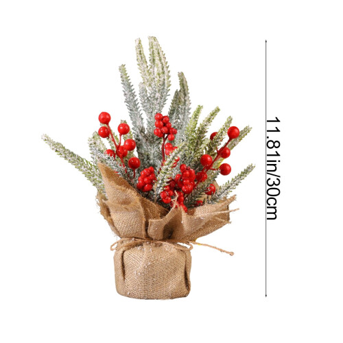 Mini albero di Natale artificiale con bacche rosse e 1