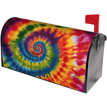 Tribal Ethnic Tie Dye Mailbox Covers, Spiral Colorful Magnetic Post Box Cover Wraps Standard Size 21x18 in for Garden Yard Decor