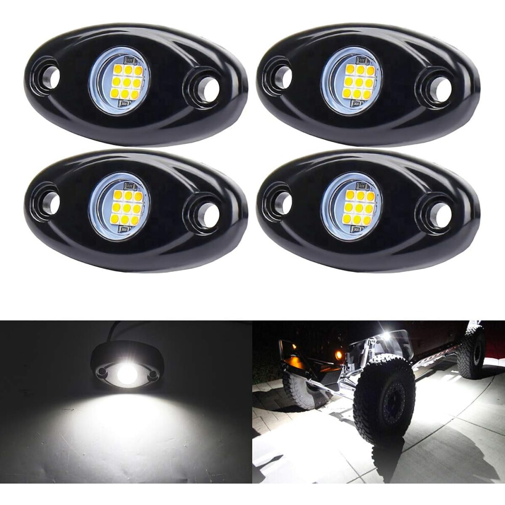 Led Rock Lights, 4-Pod 12V Waterproof Underglow Kit For Atv/Rzr/Utv/Suv/Boat/Motorcycle Â Compatible With Off-Road Vehicles White 9110895536698