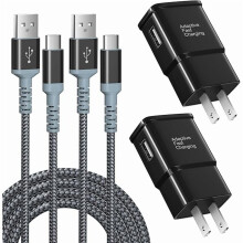 ZLC Adaptive Fast Charging Wall Charger + 10ft USB-C Cable, Compatible with Galaxy S25/S24/S23 Ultra/A15/A13/A03s/A53/S22/S21/S20/S10/S9 – 2-Pack,
