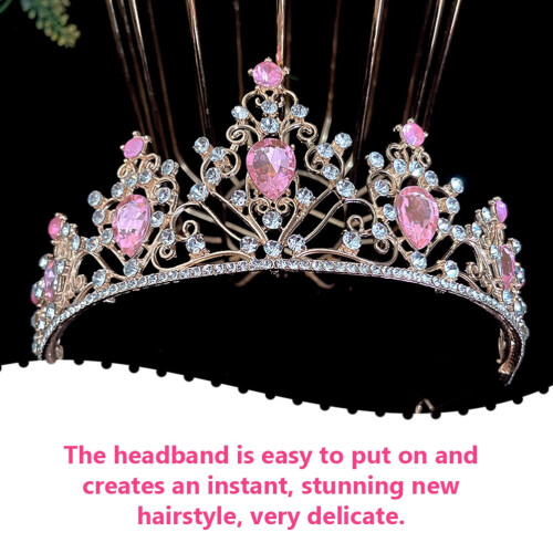 Tiara de Coroa de Princesa com Strass Rosa 2