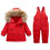 Tuta da sci per neonati con cappuccio imbottito e pantaloni da sci con bretelle. 1