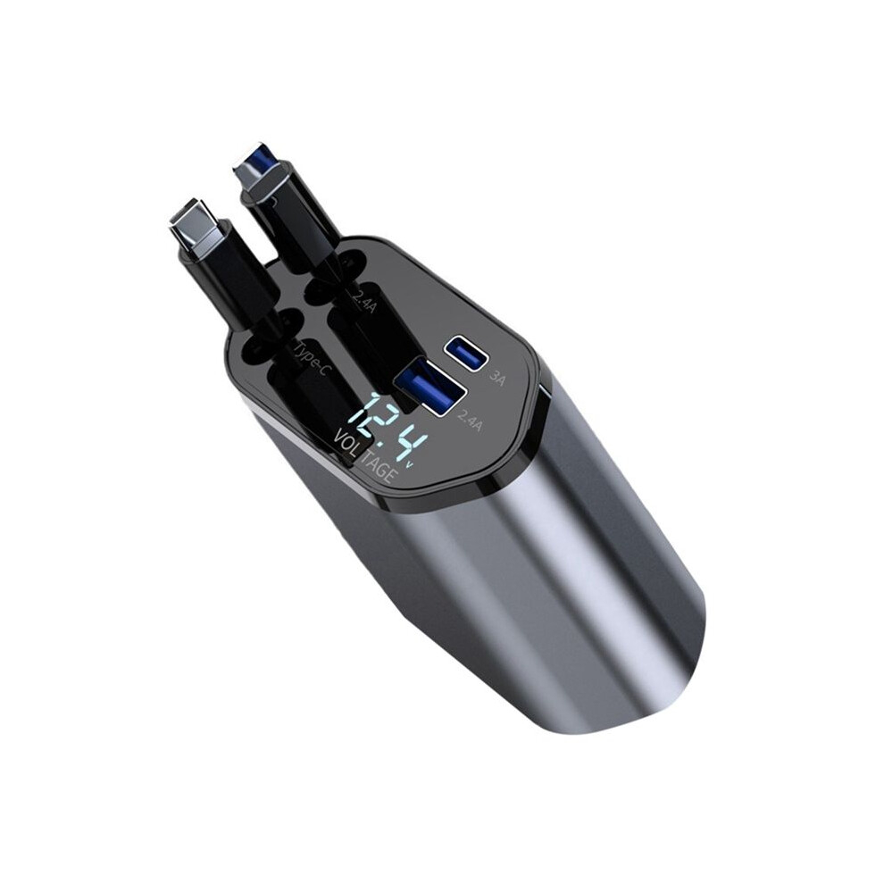 Car Retractable Car Charger 2 Usb Support 120W Super Fast Charge Flash Charge 4-In-1 Cigarette Lighter,A 6033692525357