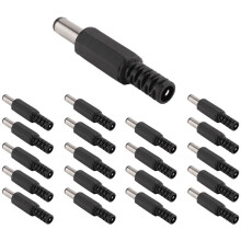 20 Pcs Black 2.5mm x 5.5mm Power Male Plug Jack Adapter