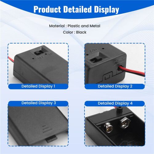 Black Plastic Storage Pair SBH-9V Batteries  Battery Holder Case Box 2