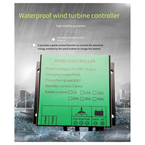 PWM Controller 300W Wind Turbine Charge Controller Water Proof Regulator for Wind Generator 12V 24V AUTO  16A 1