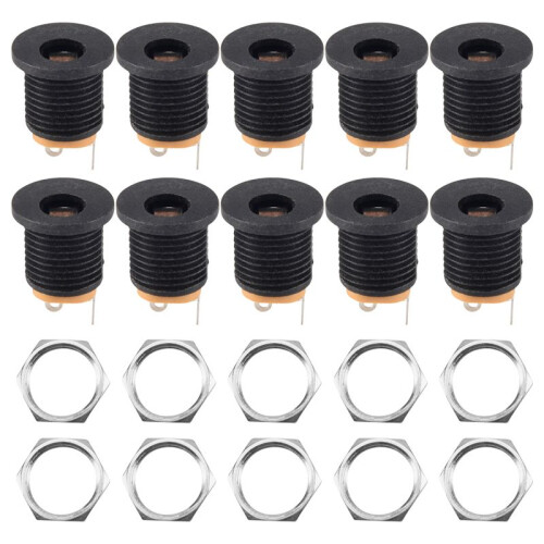 10 Pcs 3-terminal Soldering 2.1mm x 5.5mm Female Power Jack  Socket