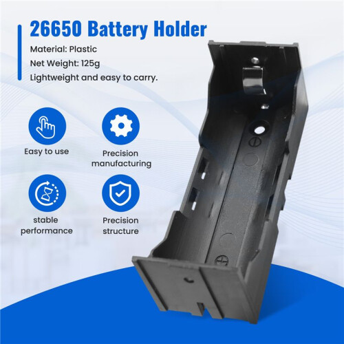 Plastic Single 26650 Battery Holder Case Storage Box 10Pcs Black 1