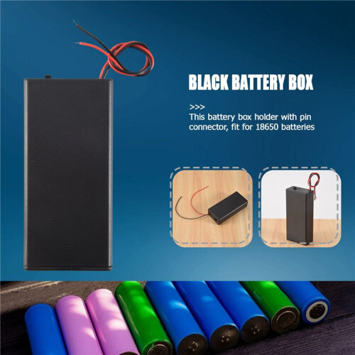 3.7V 2x 18650 Battery Holder Connector Storage Case Box /OFF  With Lead 2