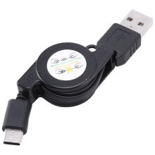 USB Typ C USB 3.1 Indragbar Kabelladdare Laddningstyp-C USB-C-Kabel Svart