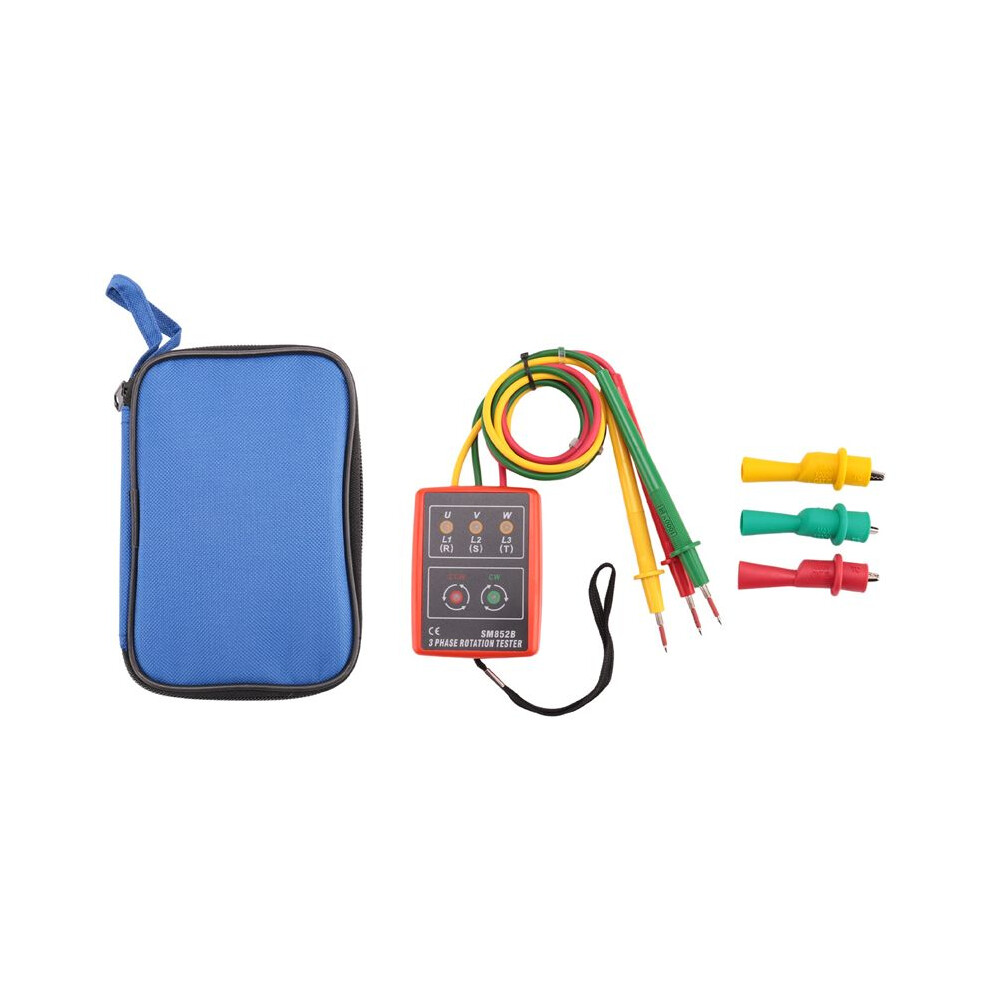 New 3 Phase Sequence Rotation Tester Indicator Detector Meter Led Buzzer With Portable Pouch Td-Led02 6033692591369