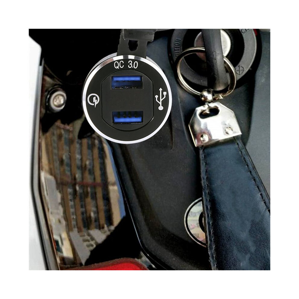 Aluminum Alloy Quick Charge 3.0 Dual Motorcycle Usb Charger For Motorcycle Charger For Tiger Cigarette Lighter Voltmeter Qc3.0 Din 6034116877304