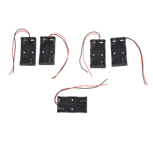 5 Pcs 2 x 1.5V AA Battery Holder Case Box Black w Wire Leads 2