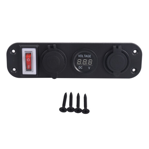 4 em 1 Dual QC3.0 Power Charger C-Igarette Lighter Socket VoltíMetro Digital com Rocker  e   Control