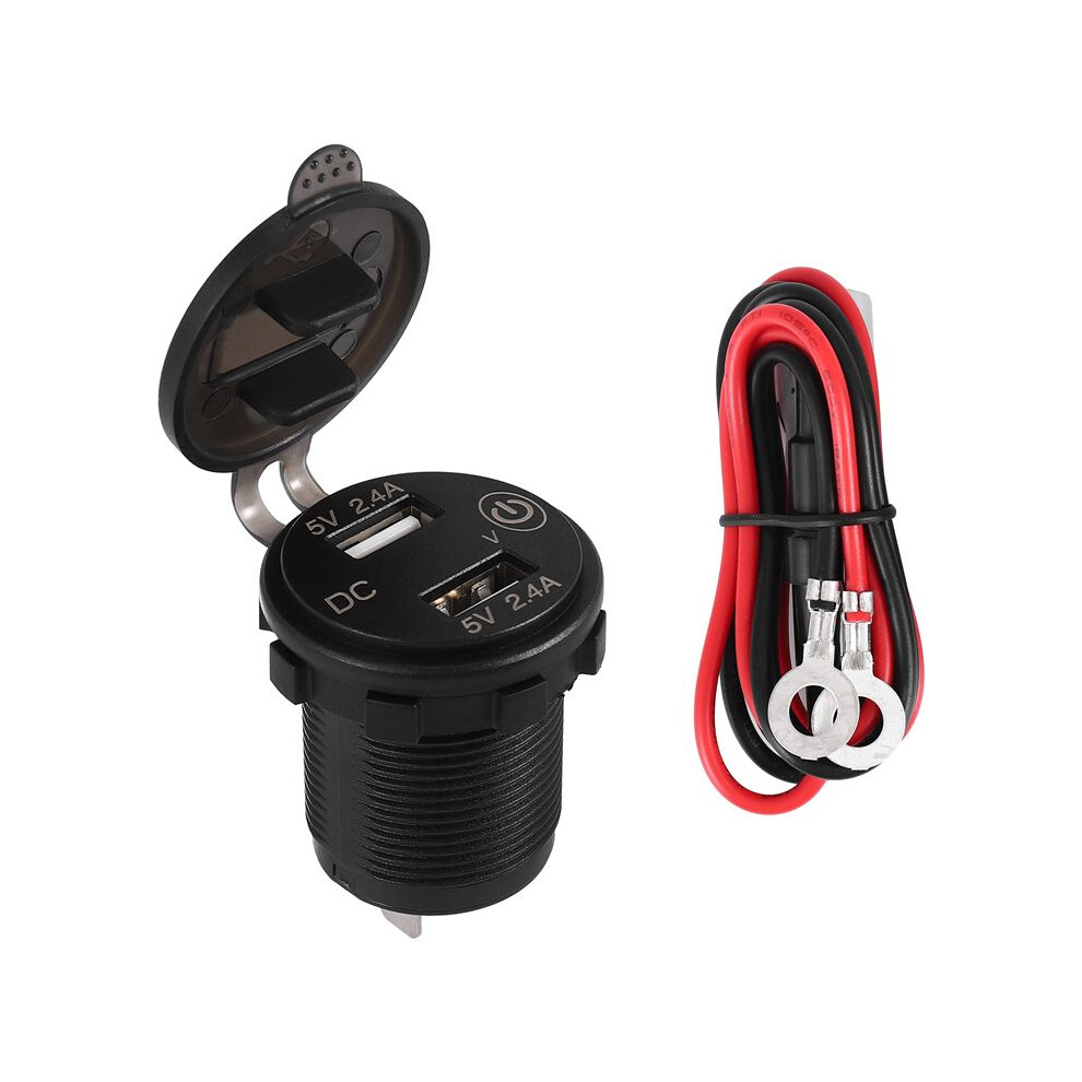 12V Usb Outlet, Waterproof 12V/24V 24W 4.8A Dual Usb Charger Socket Power Outlet Adapter With Led Voltmeter 6031282549226