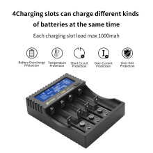 HTRC 4-Slots Batterijlader, CH4 Batterijlader 18650 Li-Ion Li-Fe Ni-MH Ni-CD-Lader voor AA/AAA/16340/26650/9V-Batterij