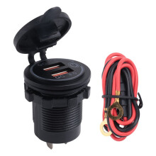 QC 3.0 Dual USB Charger Socket,Waterproof 12V/24V USB Outlet with Touch- for Car, Marine,Boat,RV,Motorcycle,Red