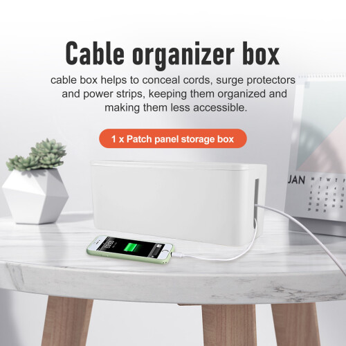 Cable Management Box, ABS Cable Organizer Cord Hider Box, Computer Power Lines, Route Cables, Under Desk Power Strip 1