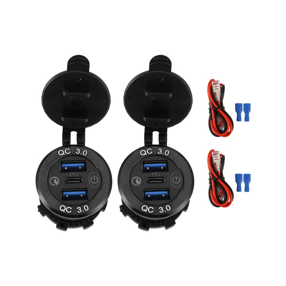 Qc 3.0 Pd3.0 Triple Usb Car Charger 12V 24V 60W Usb-C Multiple Fast Charger With For Boat, Truck, Rv, Motorcycle 6132541942700
