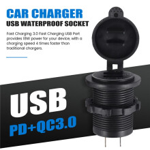QC 3.0 Dual USB Charger Socket,Waterproof 12V/24V USB Outlet with Touch- for Car, Marine,Boat,RV,Motorcycle,Green