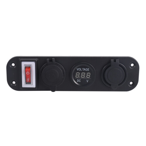 4 em 1 Dual QC3.0 Power Charger C-Igarette Lighter Socket VoltíMetro Digital com Rocker  e   Control