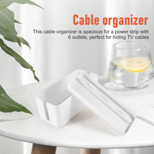 Cable Management Box, ABS Cable Organizer Cord Hider Box, Computer Power Lines, Route Cables, Under Desk Power Strip 2