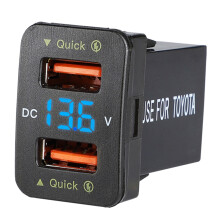 36W Snabb Billaddare QC3.0 Dubbel USB Snabbladdare med Blå SpäNning VattentäT Mobiltelefonladdare för