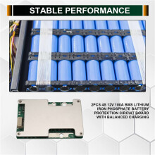 2 StüCk 4S 12V 100A BMS LiFePo4 Lithium-Eisen-Phosphat-Batterieschutzplatine mit Ausgewogener Aufladung