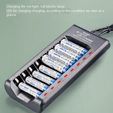 Snelle USB-Batterijlader met 8 Sleuven en Led-Indicatielampje Slimme Adapter voor 1,2V AA AAA Ni-MH Ni-CD Oplaadbare Batterij