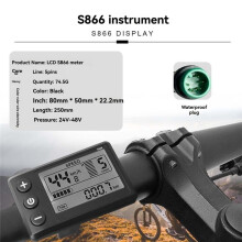 Tre Mode Ebike Sine Wave Controller 24V/36V/48V med S866 LCD-Skärm Vattentät Kontakt 26A för 500W 750W Ebike