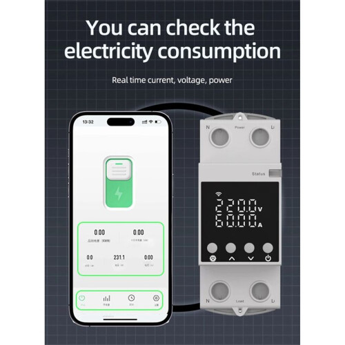 Tuya WiFi Relay LCD Display Adjustable Overvoltage, Undervoltage and Overcurrent Protector   Remote Control 1