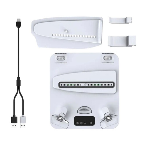 For PS5 Vertical Stand with Heat Sink, Charging Dock for PS5Pro/PS5Slim/ VR2 Console