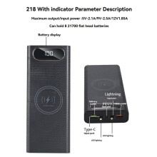 Power Bank DIY Shell Case Batteriladdare Box med Belysningsfunktion 8x21700 Batteri Shell Förvaring Organisera 22,5W