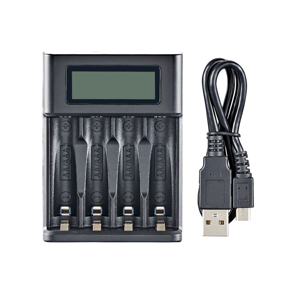 4-Slot LCD Display Battery Charger  USB Charger for 4 AA or AAA Batteries