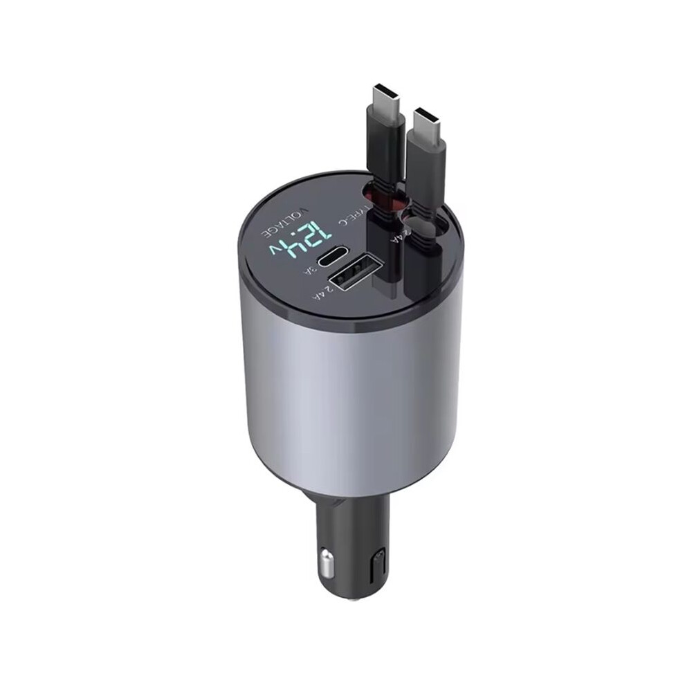 Retractable Car Charger, 4-In-1 Fast Car Phone Charger Dual Type-C 120W Cigarette Lighter Usb Car Charger Adapter 6031977052161