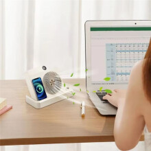 Desktop Fan Air Circulator Fan with Wireless Charger Angled Base 100 Speed Adjustment Digital Display Cooling Device A