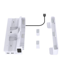 For PS5 Slim Cooling Stand with Dual Controller Charger Headphone Hanger Vertical Console Holder for PS5 Pro with RGB