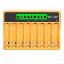 Caricabatterie per Batterie Ricaricabili Ni-MH Ni-CD AA/AAA da 1,2 V, Display LCD A 8 Slot, Caricabatterie Intelligente Rapido, Ricarica di Tipo C