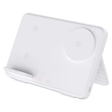 Wireless Charging Dock with LED Night Light and Foldable Design, for Fast Charging for and Watches White