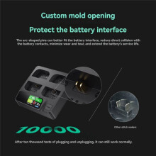 Battery Charger for LP-E6 Battery 4-Slot Fast Charger Real- Power Detection for 5D Mark II R5 R6 R7