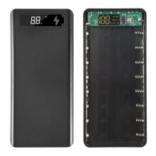 5V Dual USB 8X18650 Power Bank-Fodral med Digital SkäRm Mobiltelefonladdare 18650 BatterihåLlare-Svart