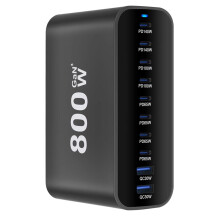 800W Gan 8C2A USB C Charger Portable 10-Port USB C Charging Station Desktop Charger for Mobile Phones, Tablets EU Plug