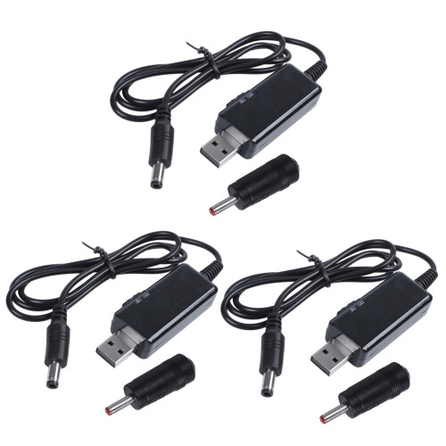 3X USB Boost Cable 5V Step  to 9V 12V Adjustable Voltage Converter 1A Step- Volt Transformer  Power Regulator