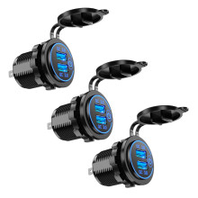 3X Quick Charge 3.0 Dual USB Car Charger 12V 36W USB Fast Charger with for Boat Motorcycle Truck Cart