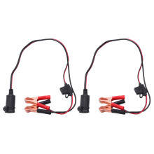 2X 2FT 12V 24V Car Cigarette Lighter Socket Female Adapter 15A Alligator Clips Car Battery Clip- Extension Cord
